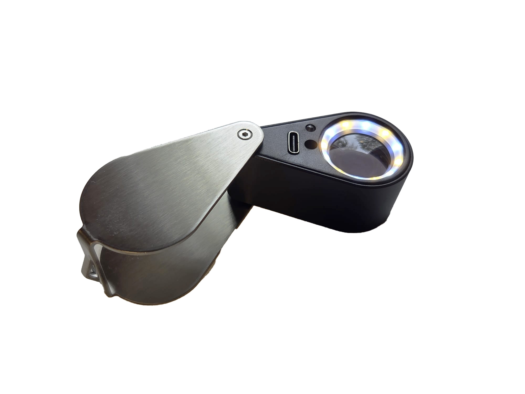 Oplaadbare loep met vierkleurige lichtbron. - Vermandel.com